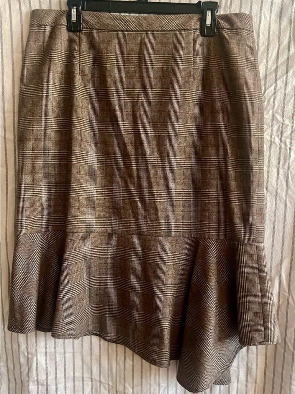 Brown Plaid Flounce Hem Skirt - Classic Womens Skirt